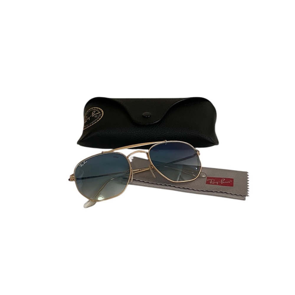 Ray-Ban Gold and Blue Aviator Sunglasses